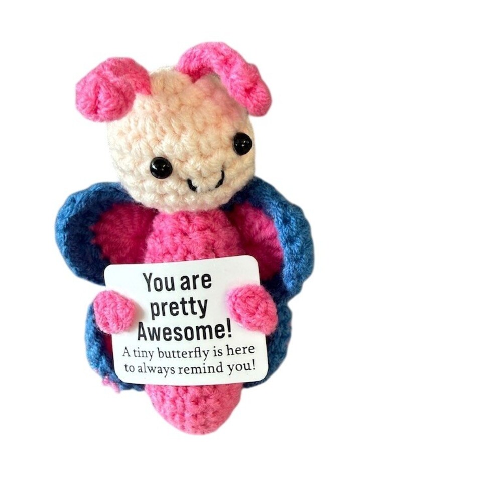Reserved for Adrienne Crochet Butterfly Plush w/ Inspirational Message Card - Picture 1 of 2